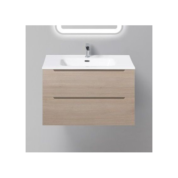 Тумба подвесная с раковиной BelBagno 80 см ETNA-800-2C-SO-RG-P (раковина LOV-800-LVB) Rovere Grigio, Цвет фасада: Rovere Grigio фото 