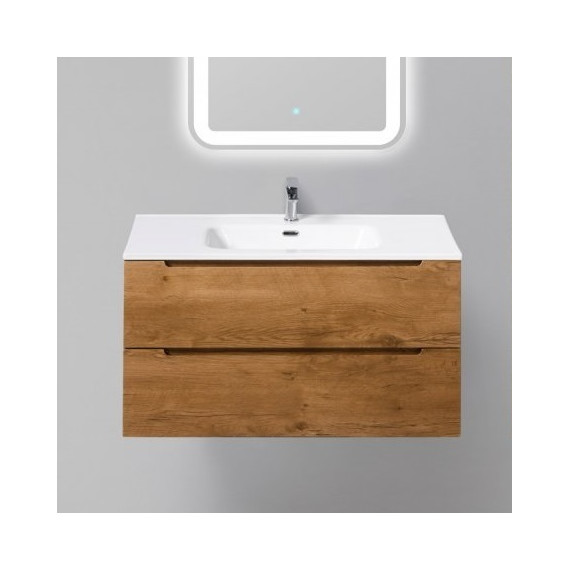 Тумба подвесная с раковиной BelBagno 90 см ETNA-900-2C-SO-RN-P (раковина LOV-900-LVB) Rovere Nature, Цвет фасада: Rovere Nature фото 