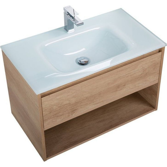 Тумба подвесная с раковиной BelBagno 90 см KRAFT-900-1C-SO-RNN (раковина LOV-900-LVB) Rovere Nebrasca Nature фото 