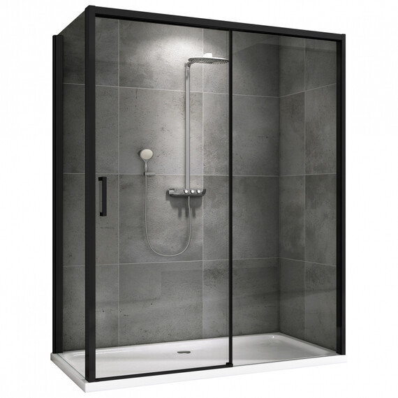 Душевое ограждение Abber Komfort 130х100 см AG93130B-S102B (стекло 8 мм) чёрный/прозрачное фото 