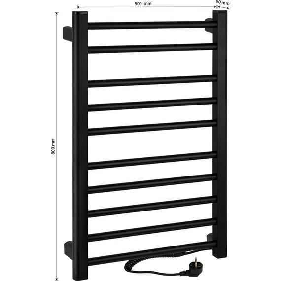 Полотенцесушитель электрический Brimix П10 500x800 мм 08030B, чёрный фото 5