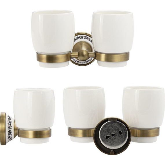 Двойной стакан для зубных щеток Brimix 94160, цвет бронза фото 2