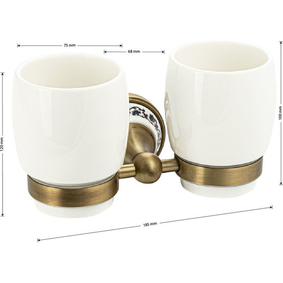 Двойной стакан для зубных щеток Brimix 94160, цвет бронза фото 5