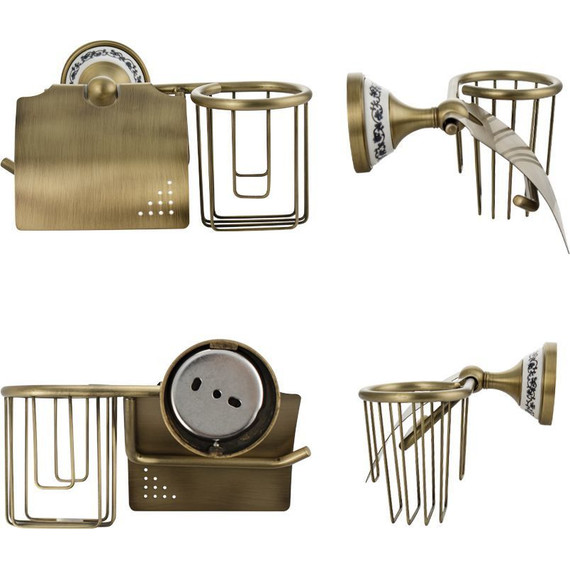 Держатель для туалетной бумаги с держателем для освежителя Brimix 94244, цвет бронза - 4 Держатель для туалетной бумаги с держателем для освежителя Brimix 94244, цвет бронза фото 4