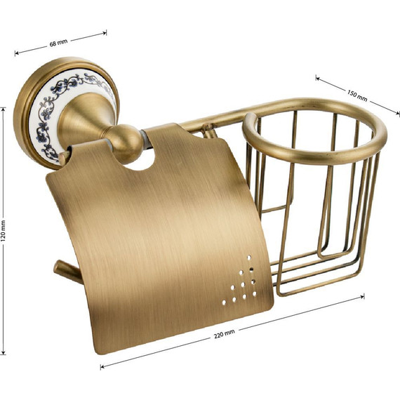 Держатель для туалетной бумаги с держателем для освежителя Brimix 94244, цвет бронза - 5 Держатель для туалетной бумаги с держателем для освежителя Brimix 94244, цвет бронза фото 5