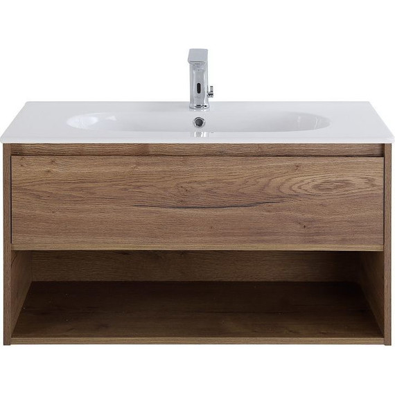 Тумба подвесная с раковиной BelBagno 100 см KRAFT-1000-1C-SO-RT (раковина LOV-1000-LVB) Rovere Tabacco фото 