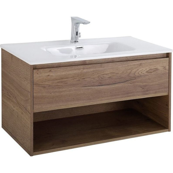 Тумба подвесная с раковиной BelBagno 100 см KRAFT-1000-1C-SO-RT (раковина LOV-1000-LVB) Rovere Tabacco фото 3