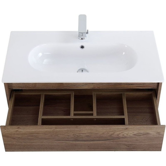 Тумба подвесная с раковиной BelBagno 100 см KRAFT-1000-1C-SO-RT (раковина LOV-1000-LVB) Rovere Tabacco фото 4