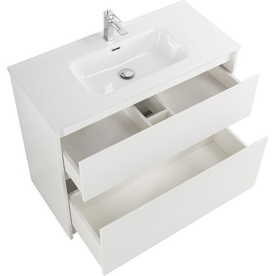 Тумба напольная с раковиной BelBagno 100 см KRAFT-1000-2C-PIA-BO (раковина LOV-1000-LVB) Bianco Opaco фото 7