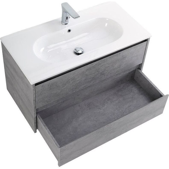 Тумба подвесная с раковиной BelBagno 100 см KRAFT-1000-2C-SO-CG (раковина BB1000ETL) Cemento Grigio фото 4