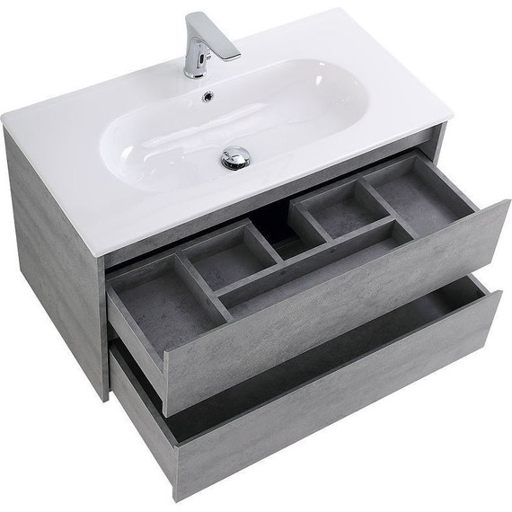 Тумба подвесная с раковиной BelBagno 100 см KRAFT-1000-2C-SO-CG (раковина BB1000ETL) Cemento Grigio фото 5