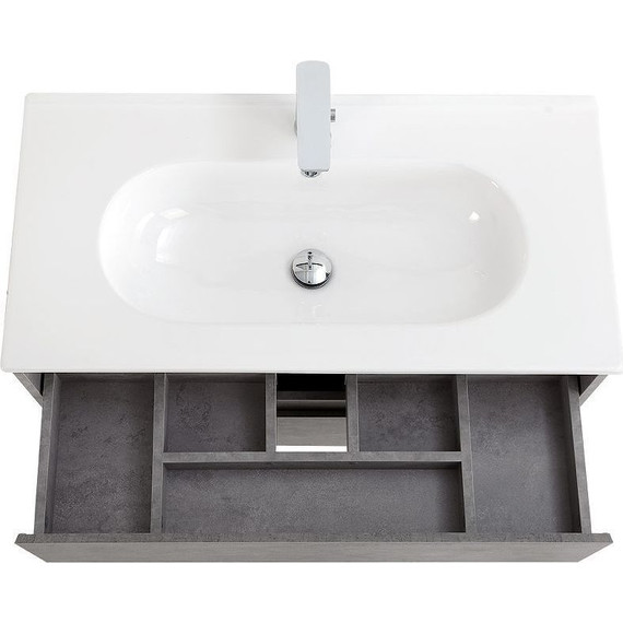 Тумба подвесная с раковиной BelBagno 100 см KRAFT-1000-2C-SO-CG (раковина BB1000ETL) Cemento Grigio фото 7