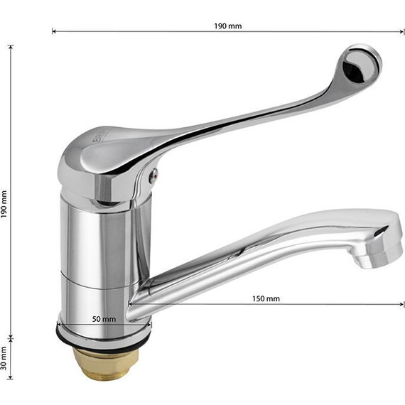 Смеситель для раковины с локтевой (хирургической) ручкой BRIMIX 1022-15 фото 6