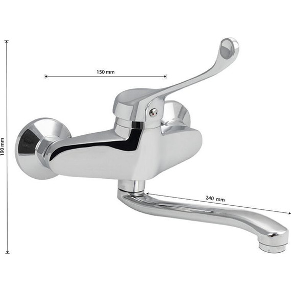 Смеситель настенный для раковины с локтевой (хирургической) ручкой Brimix 1022-20 фото 6
