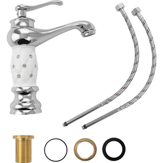 Смеситель для раковины Brimix 115, хром/белый фото 5