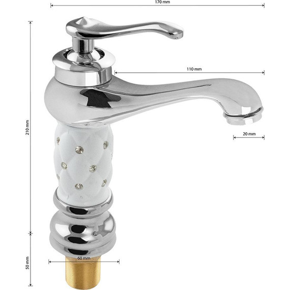 Смеситель для раковины Brimix 115, хром/белый фото 7