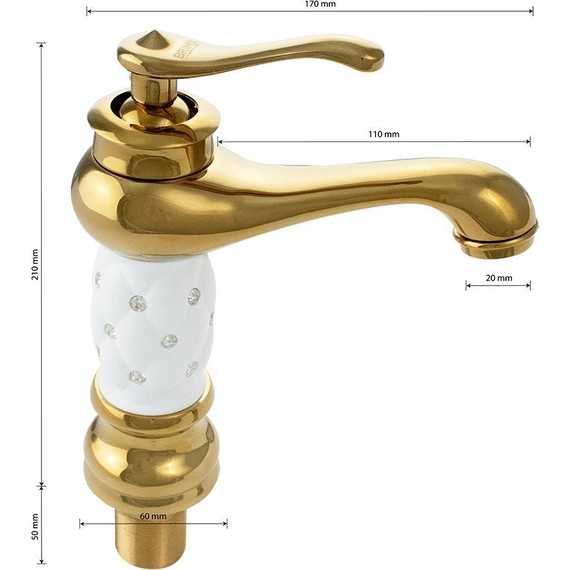 Смеситель для раковины Brimix 122, золото фото 7