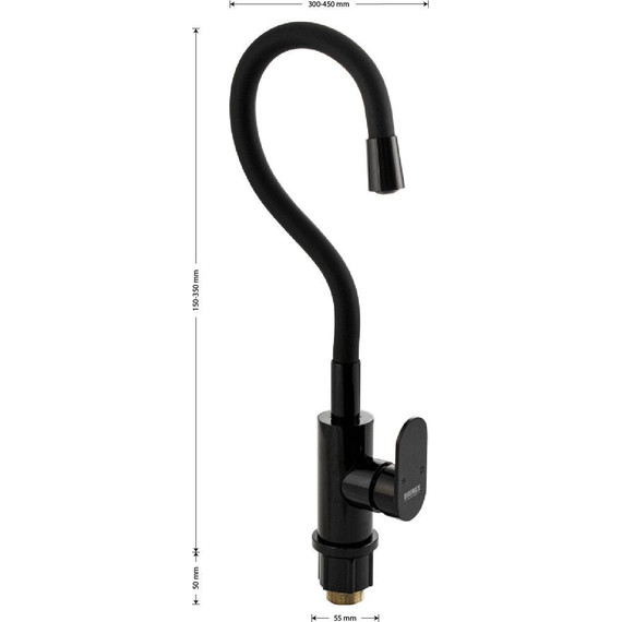Смеситель для кухни Brimix 80209, чёрный фото 6