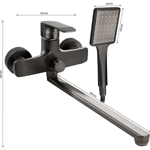 Смеситель для ванны GFmark 5170, титан фото 5