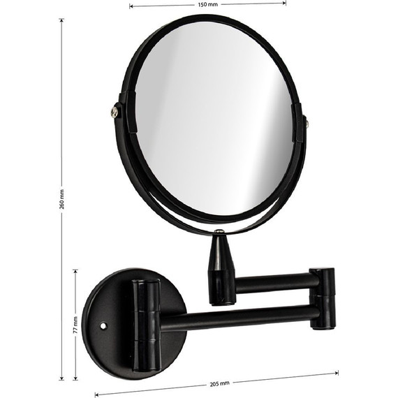 Зеркало косметическое настенное Санакс 75268, чёрный - 5 Зеркало косметическое настенное Санакс 75268, чёрный фото 5