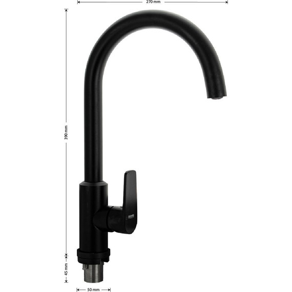 Смеситель для кухни Brimix 81210, чёрный фото 5