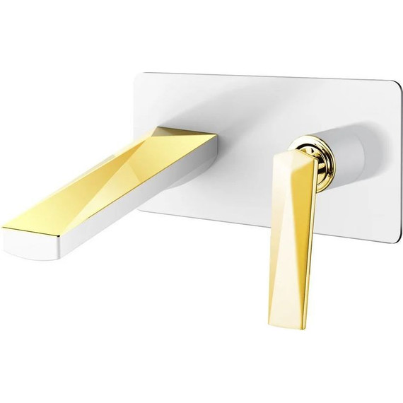 Смеситель для раковины настенный Boheme Venturo 385-W (со скрытой частью) white gold, Цвет производителя: white gold фото 