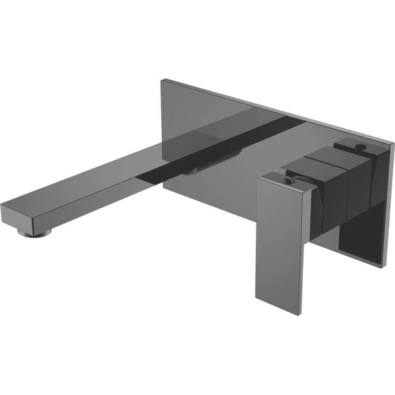 Смеситель для раковины настенный Boheme Qubic 475-SGM (со скрытой частью) shine gun metal, Цвет производителя: shine gun metal фото 
