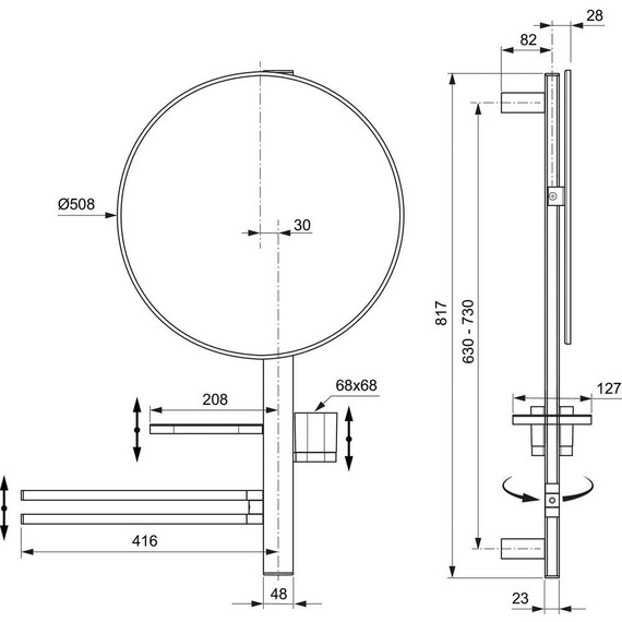 Стойка с мыльницей и зеркалом Ideal Standard BD587RO, розовый - 2 Стойка с мыльницей и зеркалом Ideal Standard BD587RO, розовый фото 2