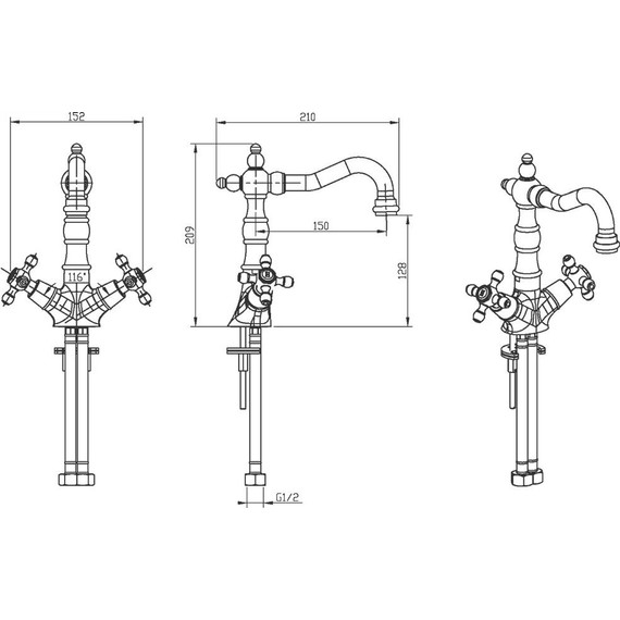 Смеситель для раковины Boheme Camelia 292, бронза - 2 Смеситель для раковины Boheme Camelia 292, бронза фото 2