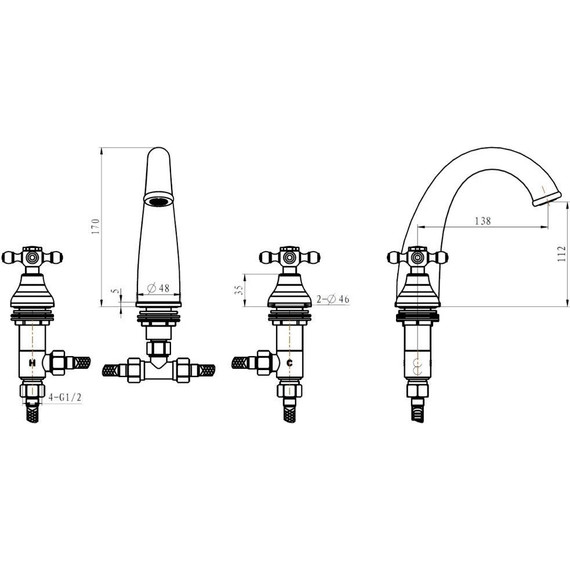 Смеситель для раковины Boheme Camelia 297, бронза - 4 Смеситель для раковины Boheme Camelia 297, бронза фото 4