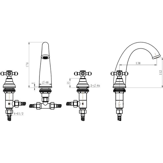 Смеситель для раковины Boheme Flora 297-FL, бронза - 4 Смеситель для раковины Boheme Flora 297-FL, бронза фото 4