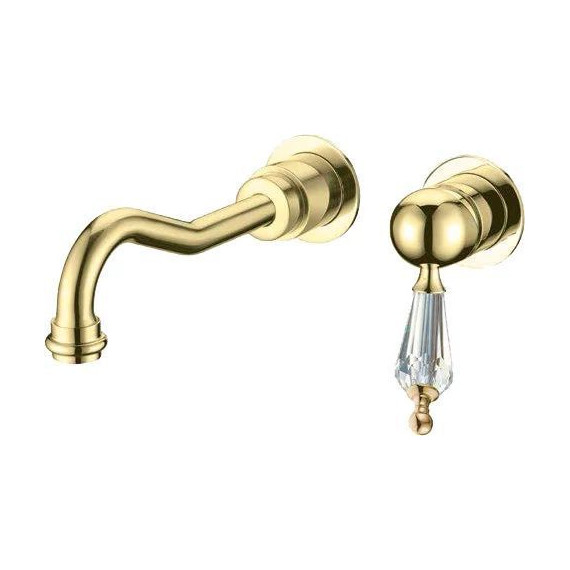 Смеситель для раковины настенный Boheme Imperiale Ripresa Swarovski 327 (со скрытой частью) золото фото 