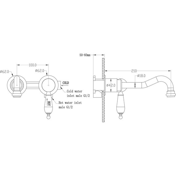 Смеситель для раковины настенный Boheme Imperiale Ripresa Swarovski 327 (со скрытой частью) золото фото 2