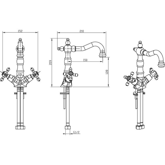 Смеситель для раковины Boheme Tradizionale Chromo 272, chrome - 3 Смеситель для раковины Boheme Tradizionale Chromo 272, chrome фото 3