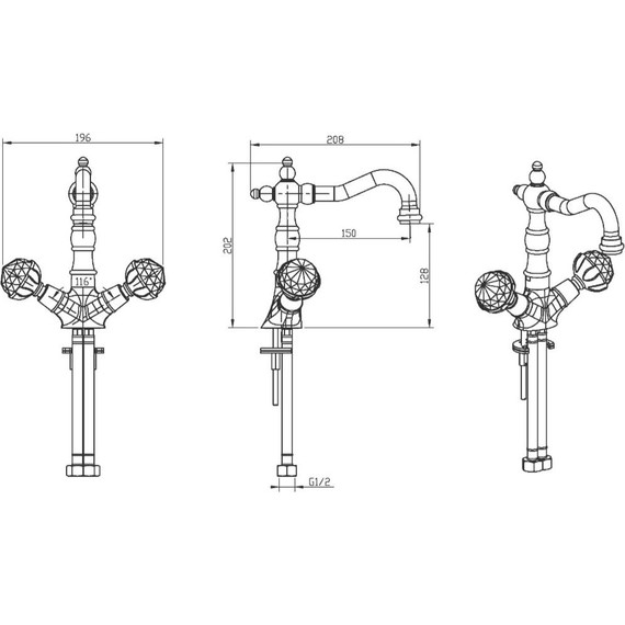 Смеситель для раковины Boheme Imperiale Presente Swarovski 332, золото фото 5