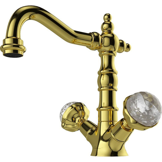 Смеситель для раковины Boheme Imperiale Presente Swarovski 332, золото фото 2