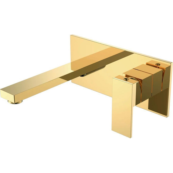 Смеситель для раковины настенный Boheme Qubic 475-G (со скрытой частью) gold, Цвет производителя: gold фото 