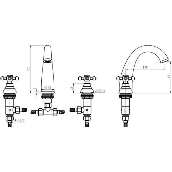 Смеситель для раковины Boheme Tradizionale Oro 297, золото фото 2