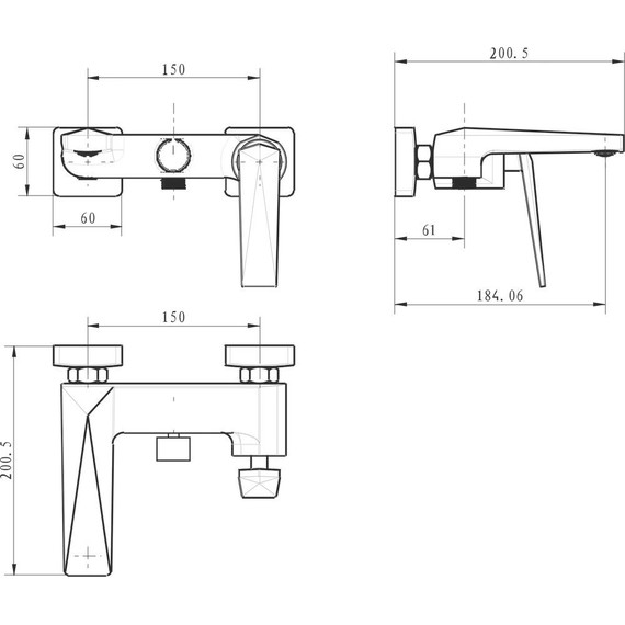 Смеситель для ванны Boheme Venturo 383-B, чёрный/золото, Цвет производителя: чёрный, золото фото 2