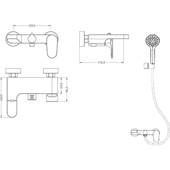 Смеситель для ванны Boheme Spectre 453-B, чёрный матовый, Цвет производителя: чёрный матовый фото 2