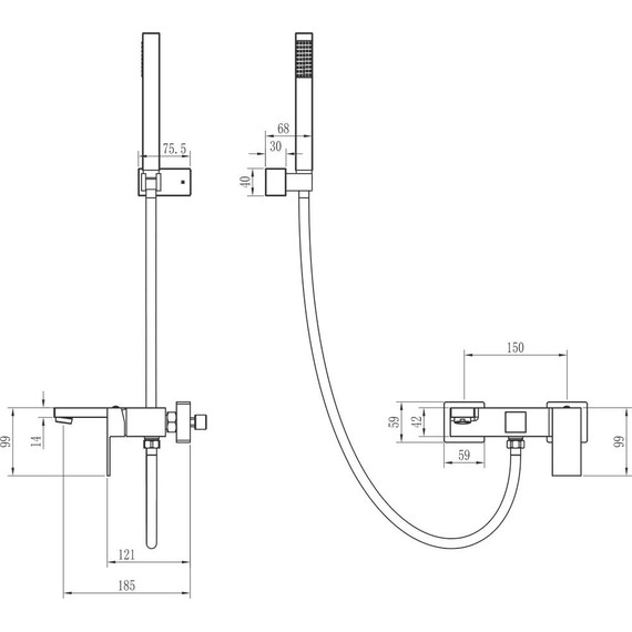 Смеситель для ванны Boheme Qubic 473-MG, matt gold, Цвет производителя: matt gold фото 2