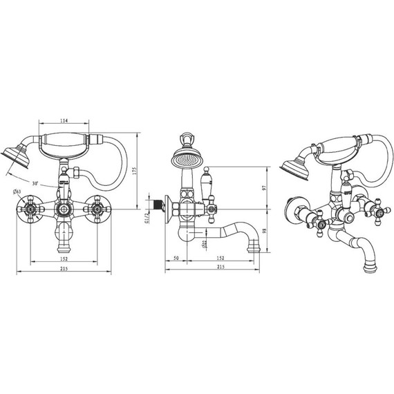 Смеситель для ванны Boheme Crystal 293-CRST, золото фото 3