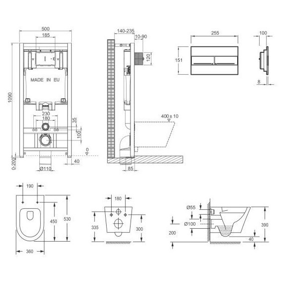 Инсталляция с подвесным унитазом комплект: Jacob Delafon Rodin+ E21751RU-00 с подвесным безободковым унитазом, сиденье микролифт, кнопка смыва хром - 2 Инсталляция с подвесным унитазом комплект: Jacob Delafon Rodin+ E21751RU-00 с подвесным безободковым унитазом, сиденье микролифт, кнопка смыва хром фото 2