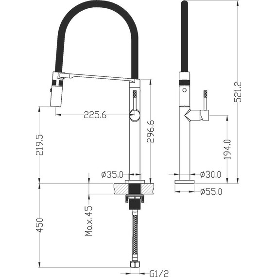 Смеситель для кухни Boheme Uno 114-MG, чёрный/золото, Цвет производителя: чёрный, золото матовое фото 3