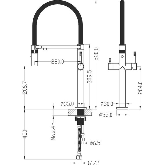 Смеситель для кухни Boheme Uno 115-MG, чёрный/золото, Цвет производителя: чёрный, золото матовое фото 3
