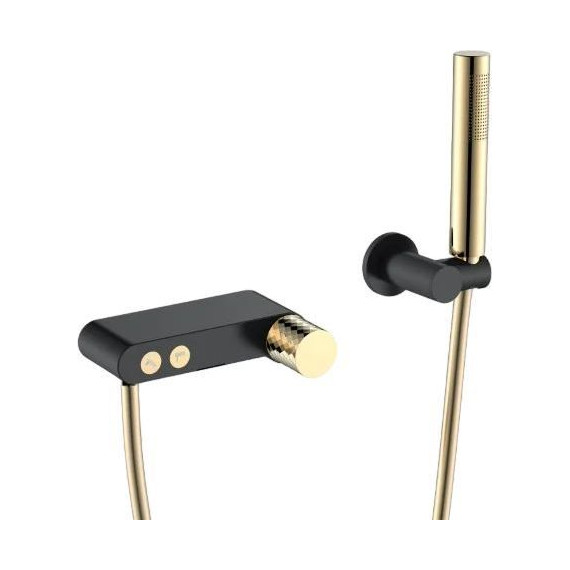 Смеситель для ванны Boheme Stick 123-BG, чёрный/золото, Цвет производителя: чёрный, золото глянец фото 