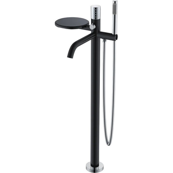 Смеситель для ванны напольный Boheme Stick 129-BCR, black chrome, Цвет производителя: black chrome фото 