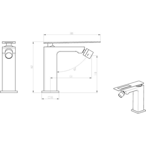 Смеситель для биде Boheme Q 146-BG, чёрный/золото - 2 Смеситель для биде Boheme Q 146-BG, чёрный/золото фото 2