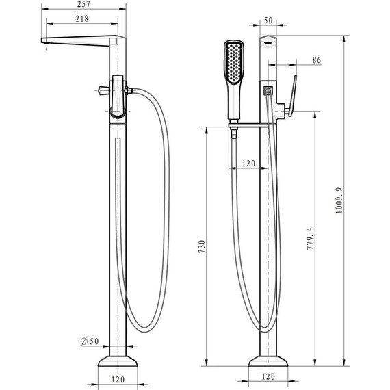 Смеситель для ванны напольный Boheme Venturo 389-B, чёрный/золото, Цвет производителя: чёрный, золото фото 3