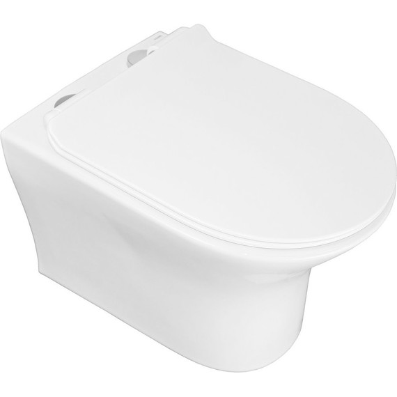 Унитаз подвесной безободковый Azario Fretta Round с тонкой крышкой микролифт фото 7